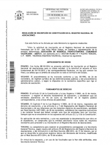 Resolución de inscripción Comunidad Valenciana